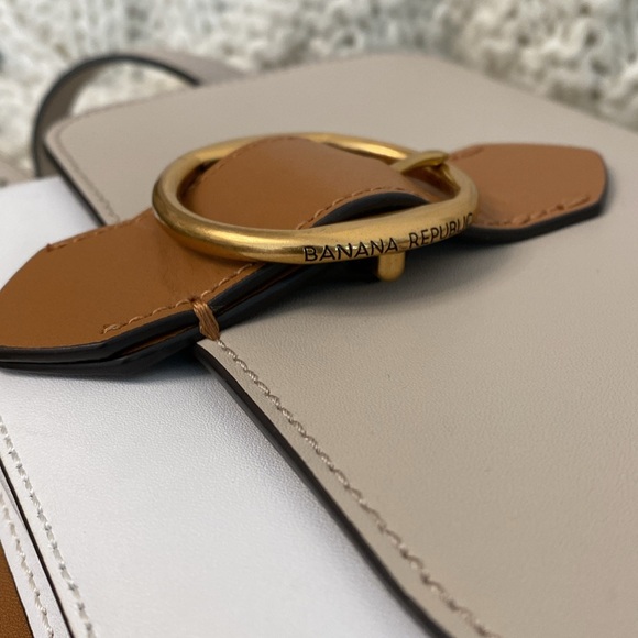 Banana Republic Leather Crossbody Purse Cognac White Taupe - Picture 3 of 8